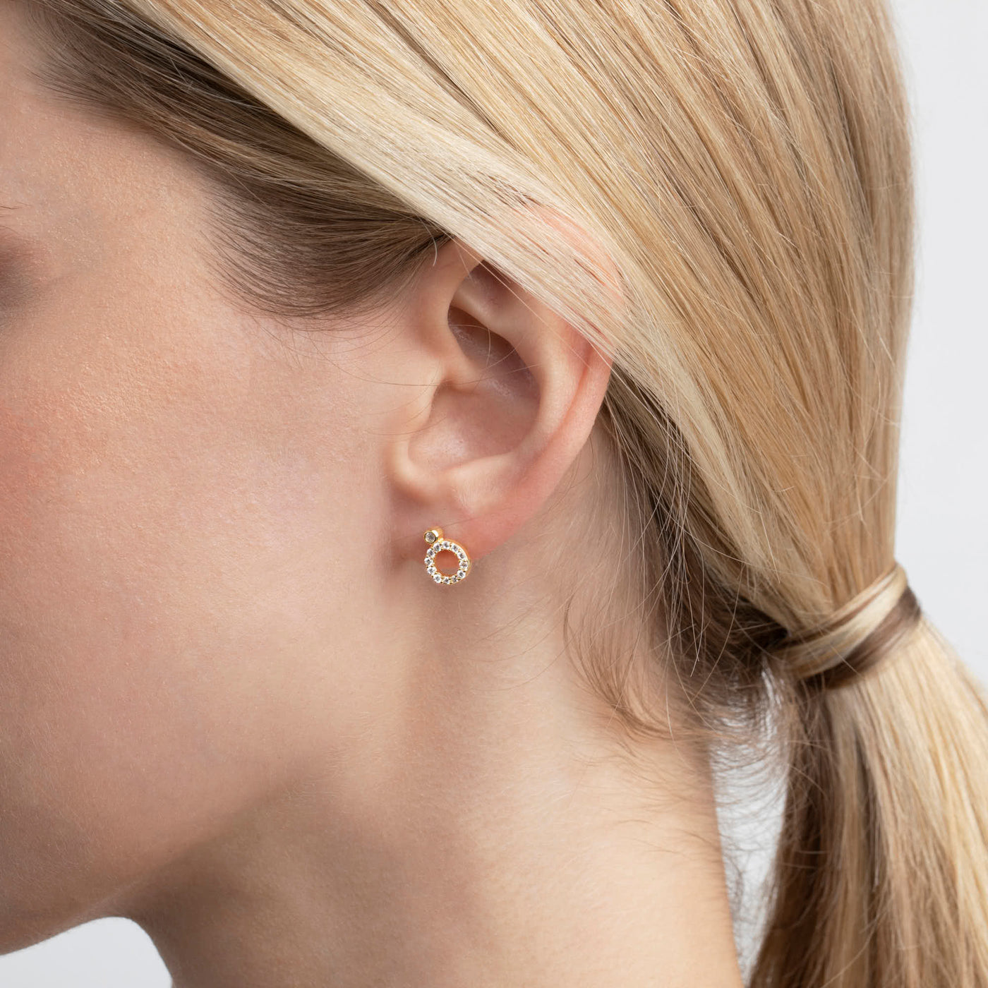 Pave Circle Stud Earrings