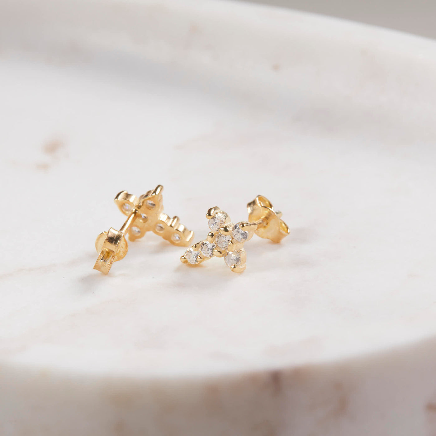 Small Pave Cross Earrings