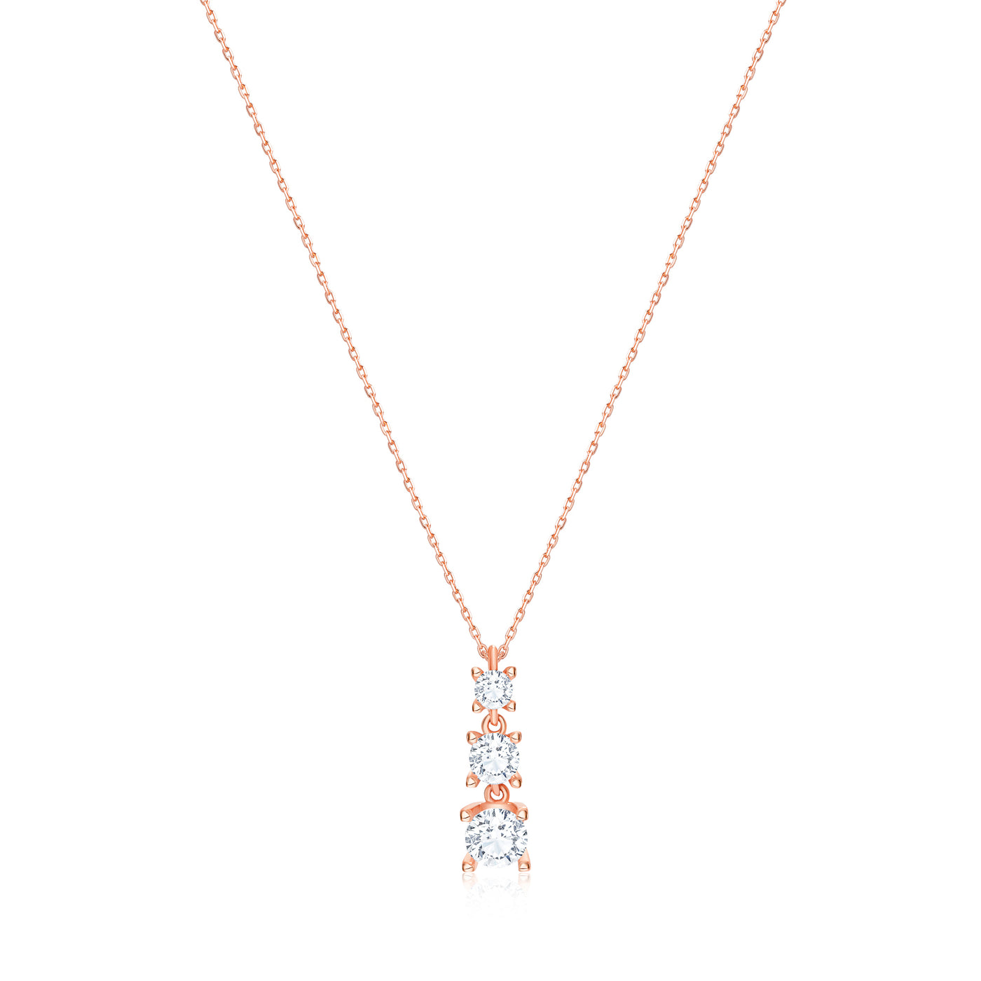 Three Stones Solitaire Pendant Necklace 14k 8k and Silver