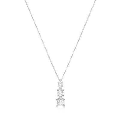 Three Stones Solitaire Pendant Necklace 14k 8k and Silver
