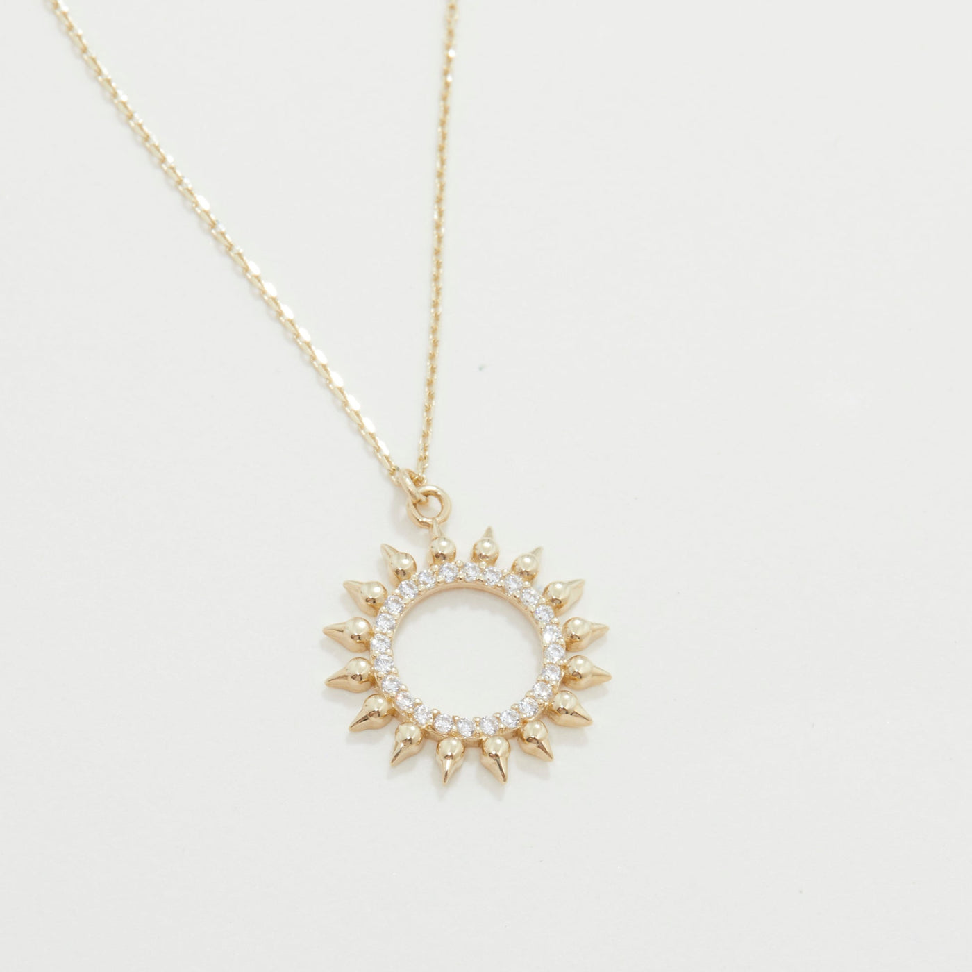 Round Sun Star Necklace 14k Gold or Silver