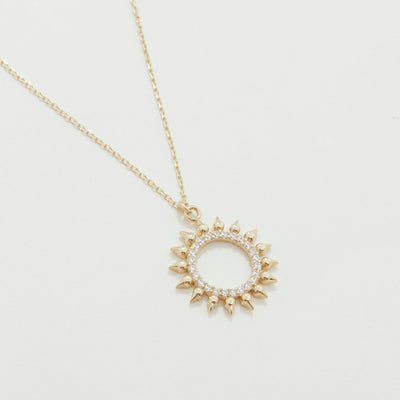 Round Sun Star Necklace 14k Gold or Silver