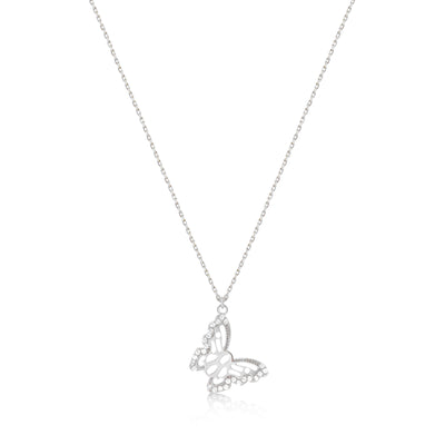 Butterfly Necklace with Cz Diamonds 14k 8k and Silver
