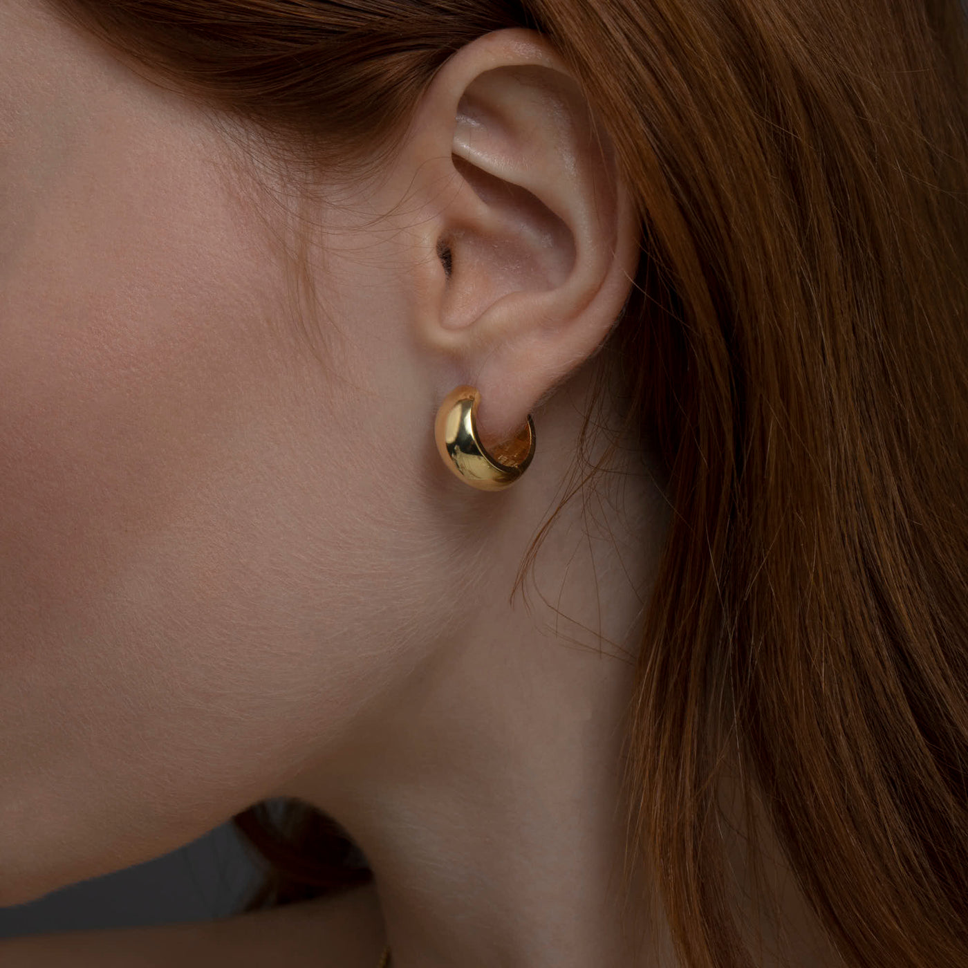 Thick Hoop Earrings Solid Gold