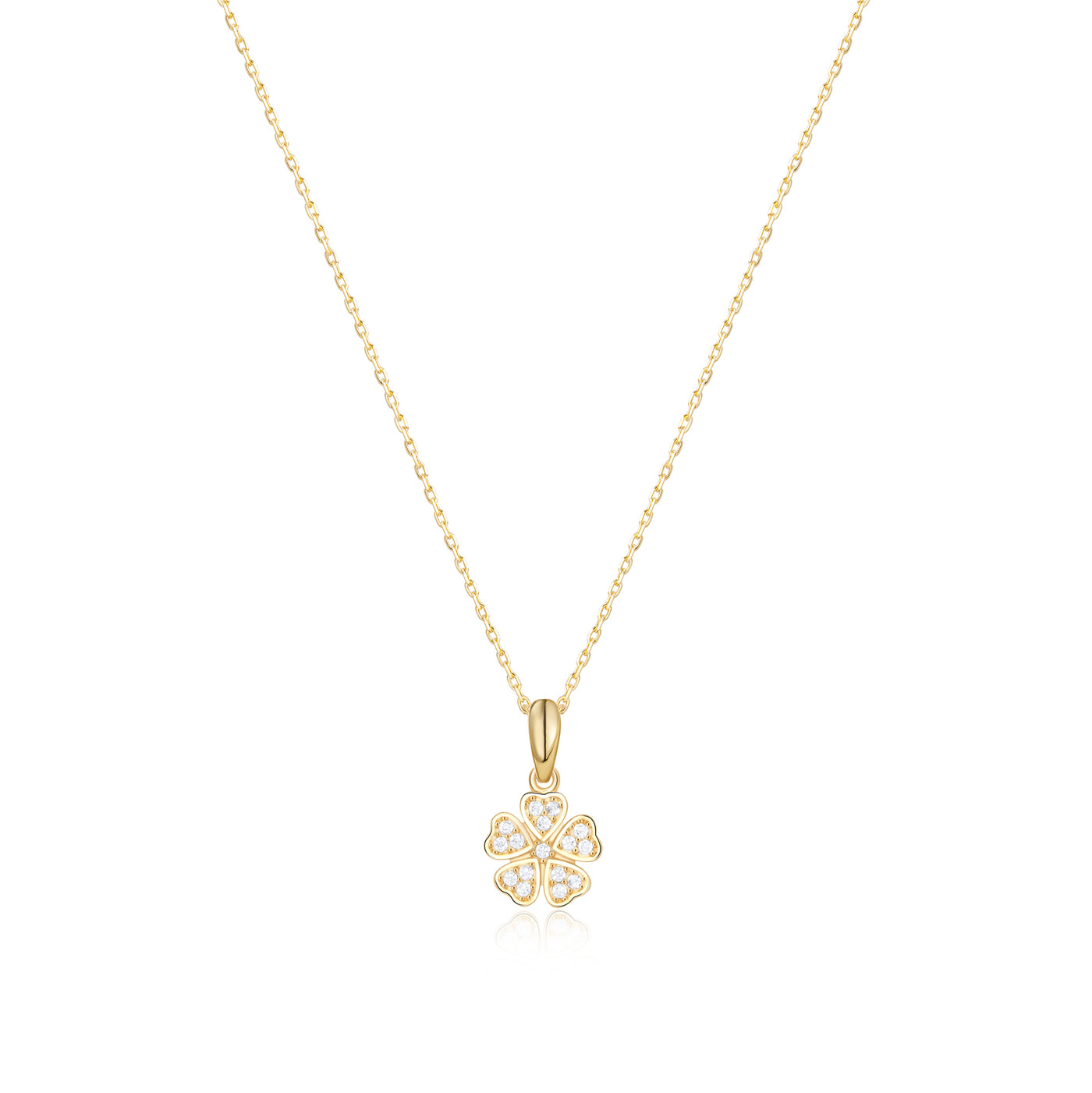 Clover with Diamonds Necklace- Silver, 8K or 14K