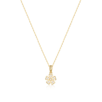 Clover with Diamonds Necklace- Silver, 8K or 14K