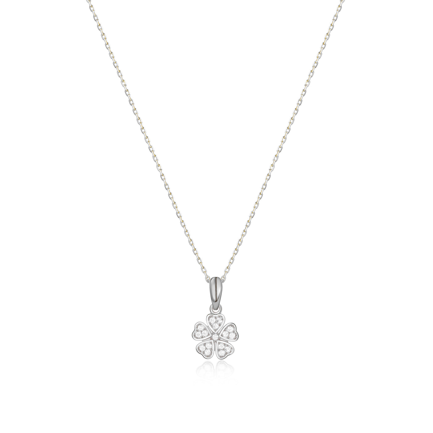 Clover with Diamonds Necklace- Silver, 8K or 14K