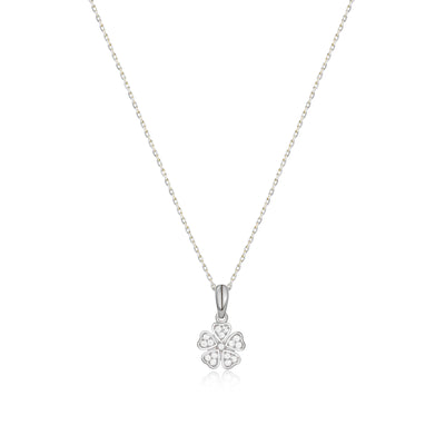 Clover with Diamonds Necklace- Silver, 8K or 14K