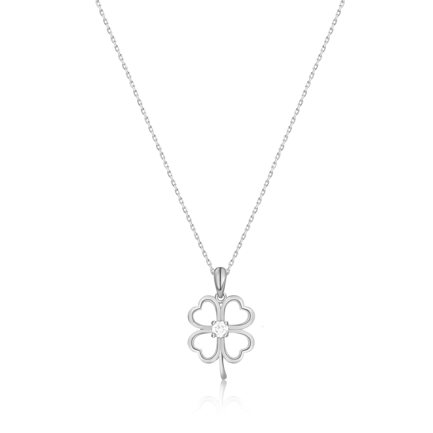 Clover Hearts with Diamond Necklace 14K 8K Gold or Silver