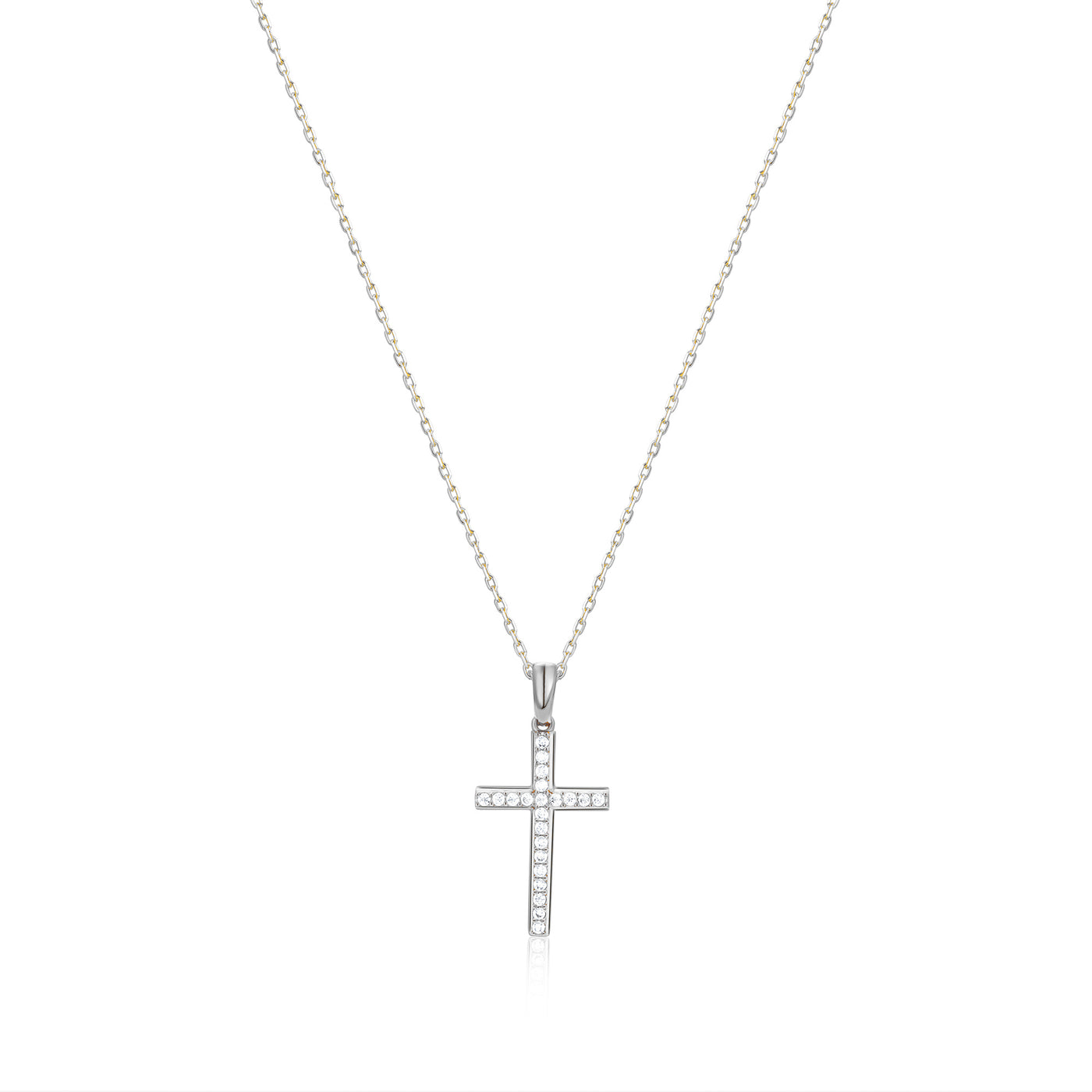 Cross Diamond Necklace 14k 8k Gold or Silver