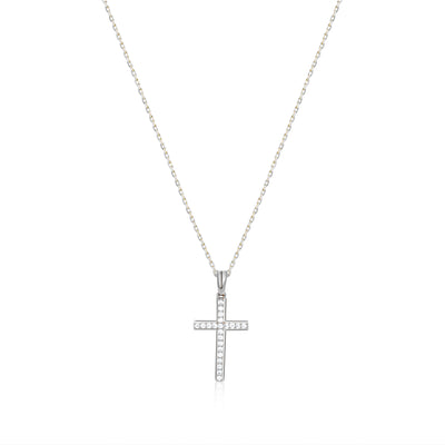 Cross Diamond Necklace 14k 8k Gold or Silver