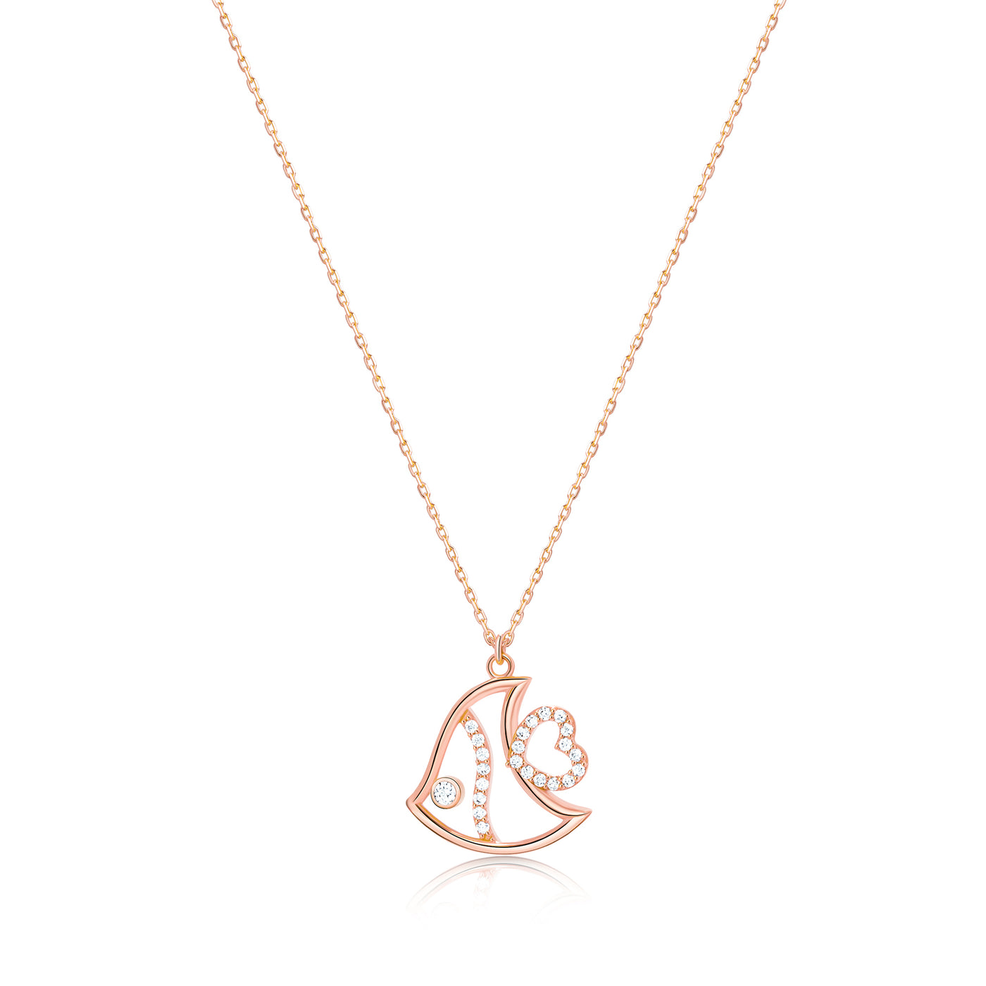 Fish Necklace With CZ Stones 14k 8k and Silver