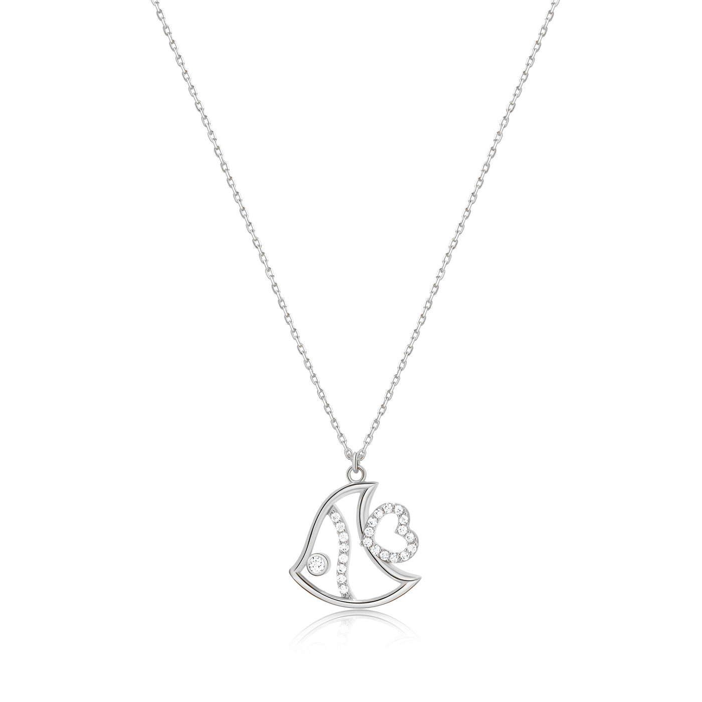 Fish Necklace With CZ Stones 14k 8k and Silver