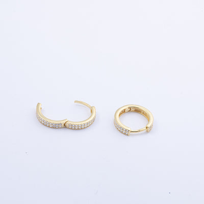 Double Pave Gold Hoops Earrings