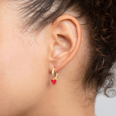 Heart Pave Hoop Earrings 