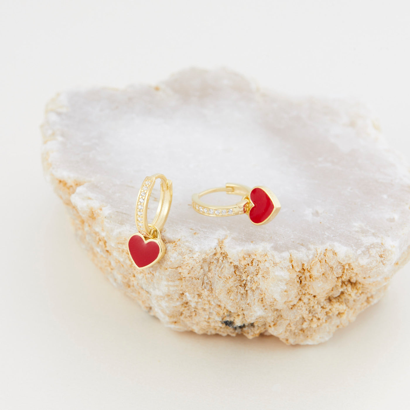 Heart Pave Hoop Earrings 