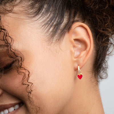 Heart Pave Hoop Earrings 