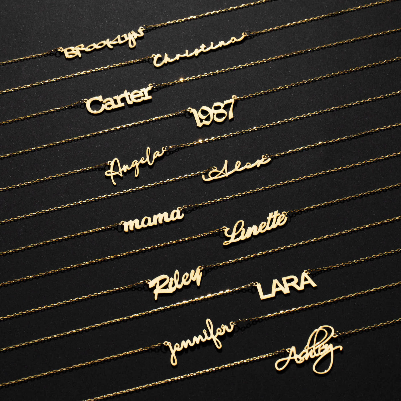 Cursive Name Necklace in 8K 14K and Silver