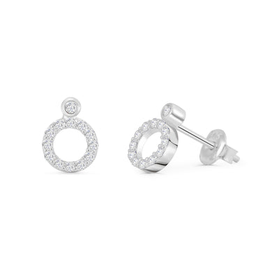 Pave Circle Stud Earrings