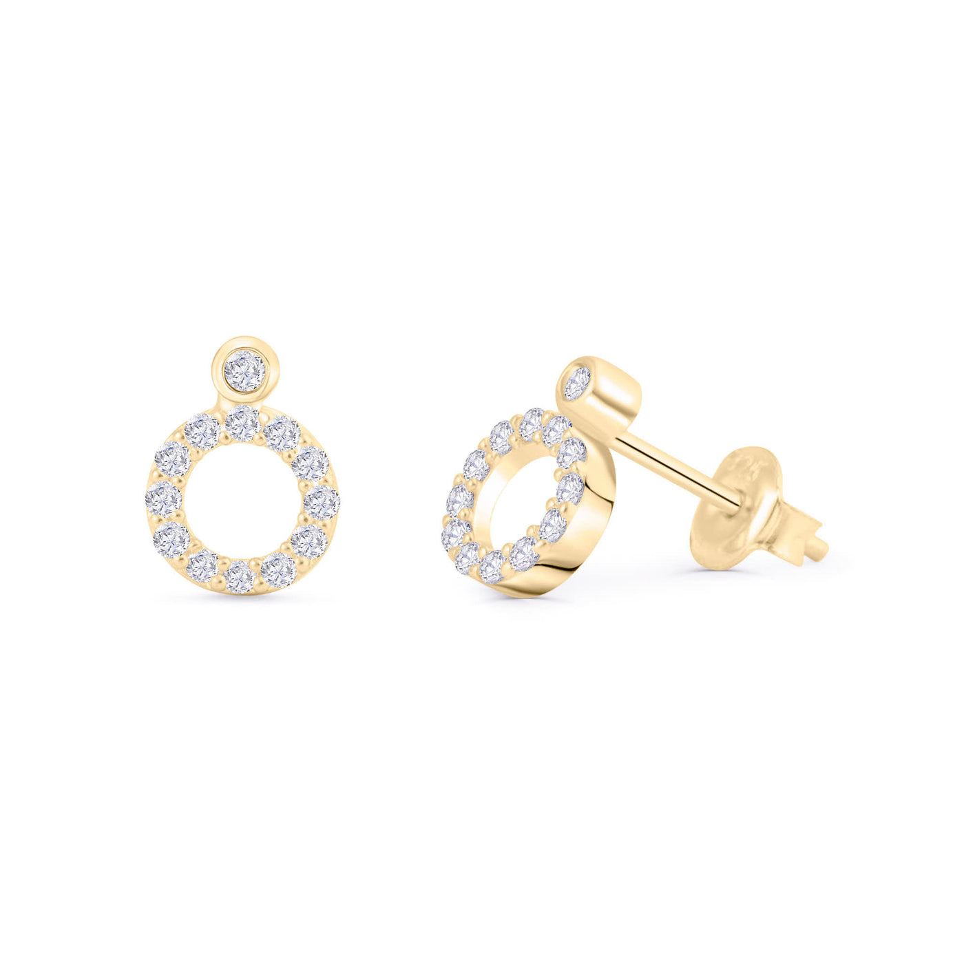 Pave Circle Stud Earrings