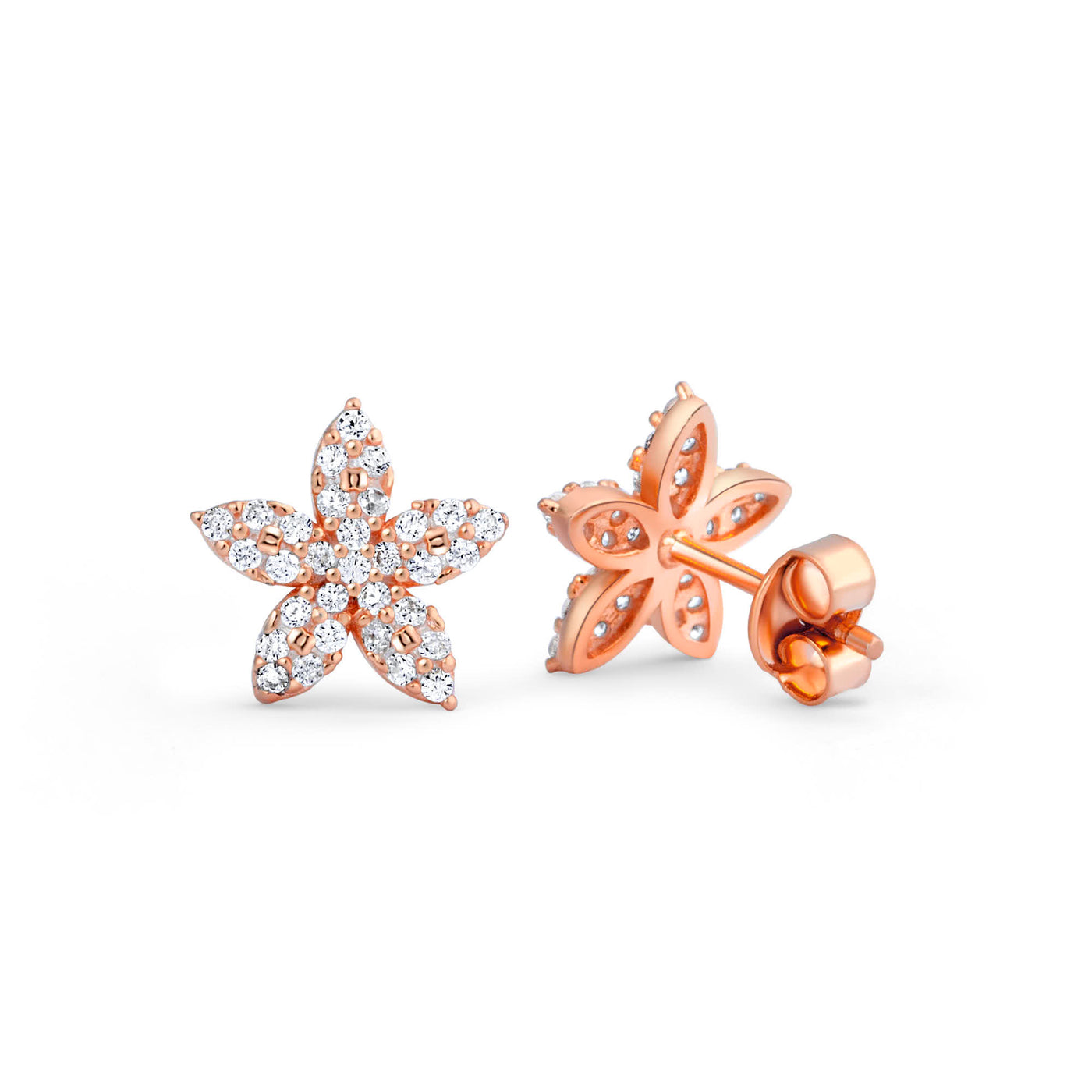 Pave Flower Stud Earrings