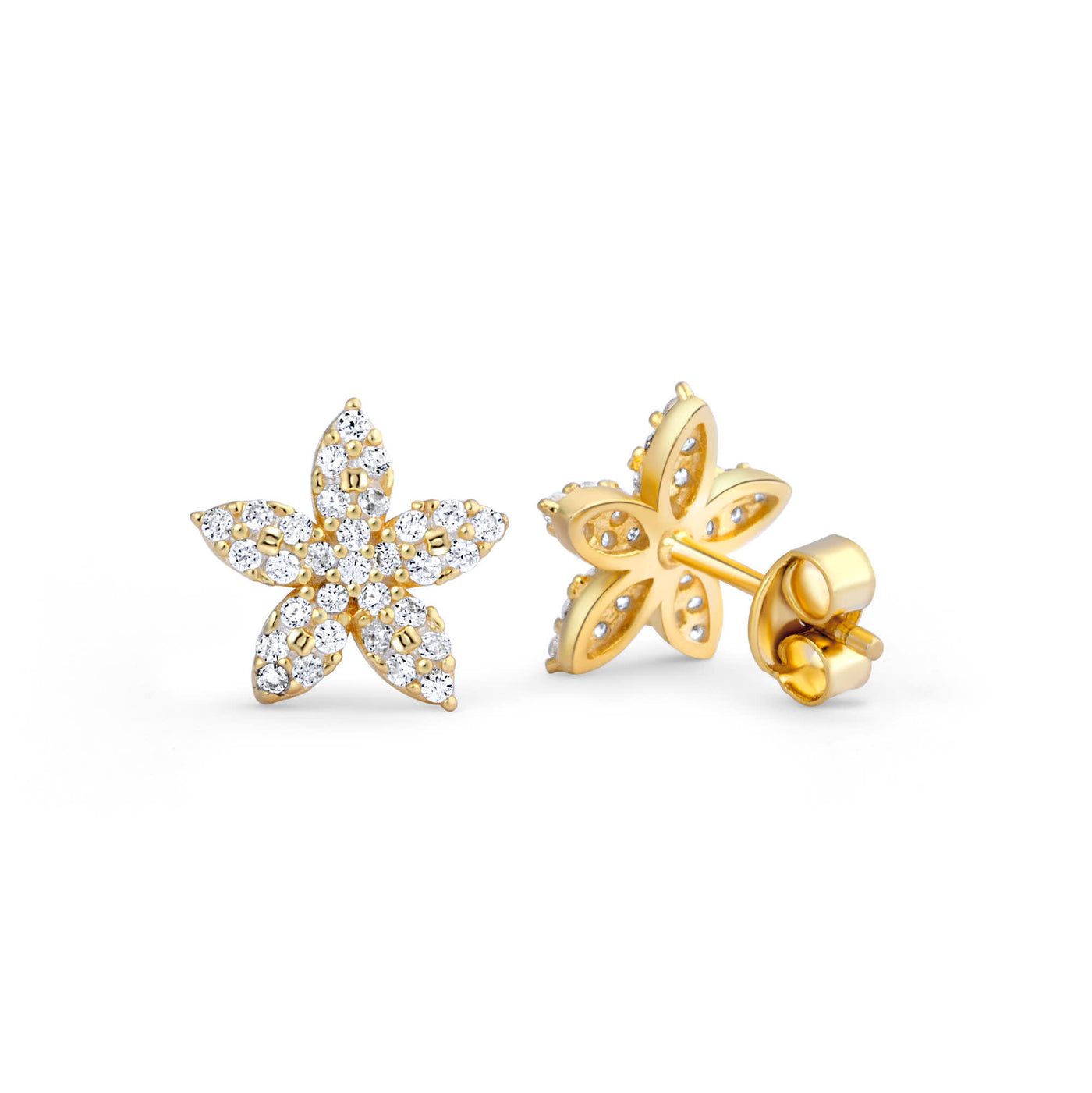 Pave Flower Stud Earrings