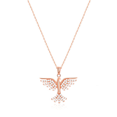 Phoenix Bird Necklace Archangel 14k 8k and Silver