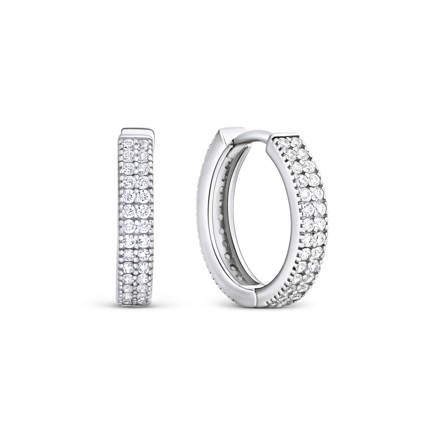 Double Pave Gold Hoops Earrings