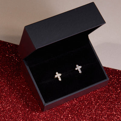 Small Pave Cross Earrings