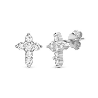 Small Pave Cross Earrings