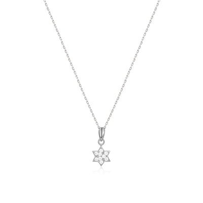 Star of David Diamond Necklace 14k 8k Gold or Silver