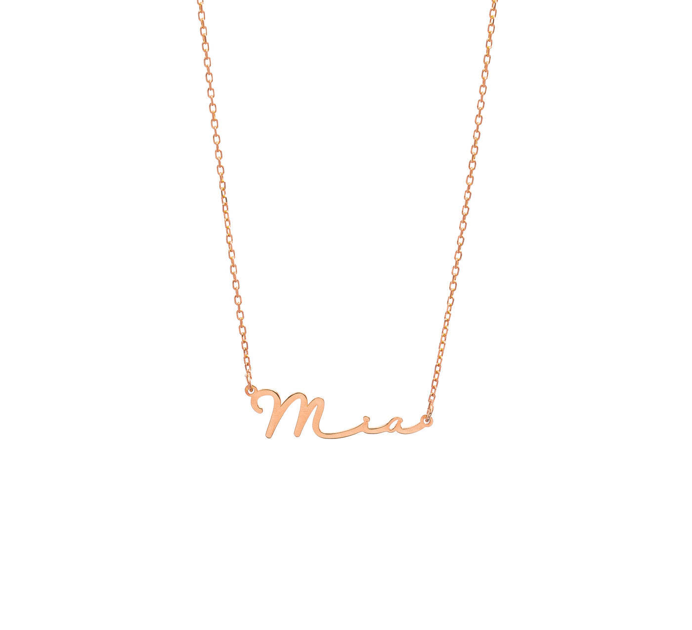 Cursive Name Necklace in 8K 14K and Silver