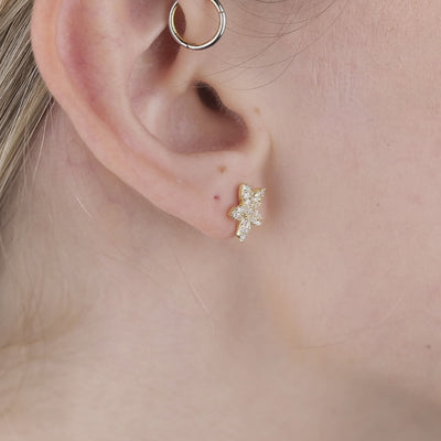 Pave Flower Stud Earrings