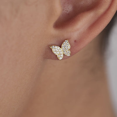 Pave Butterfly Stud Earrings