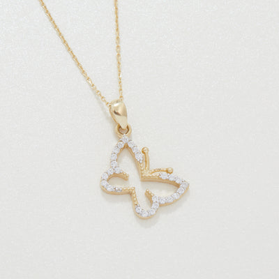 Butterfly Necklace with CZ Diamonds