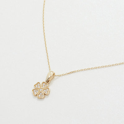 Clover with Diamonds Necklace 14k Gold or Silver