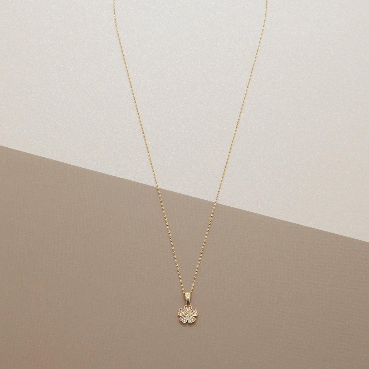 Clover with Diamonds Necklace 14k Gold or Silver