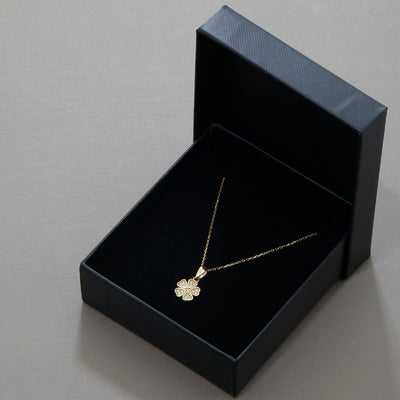 Clover with Diamonds Necklace 14k Gold or Silver